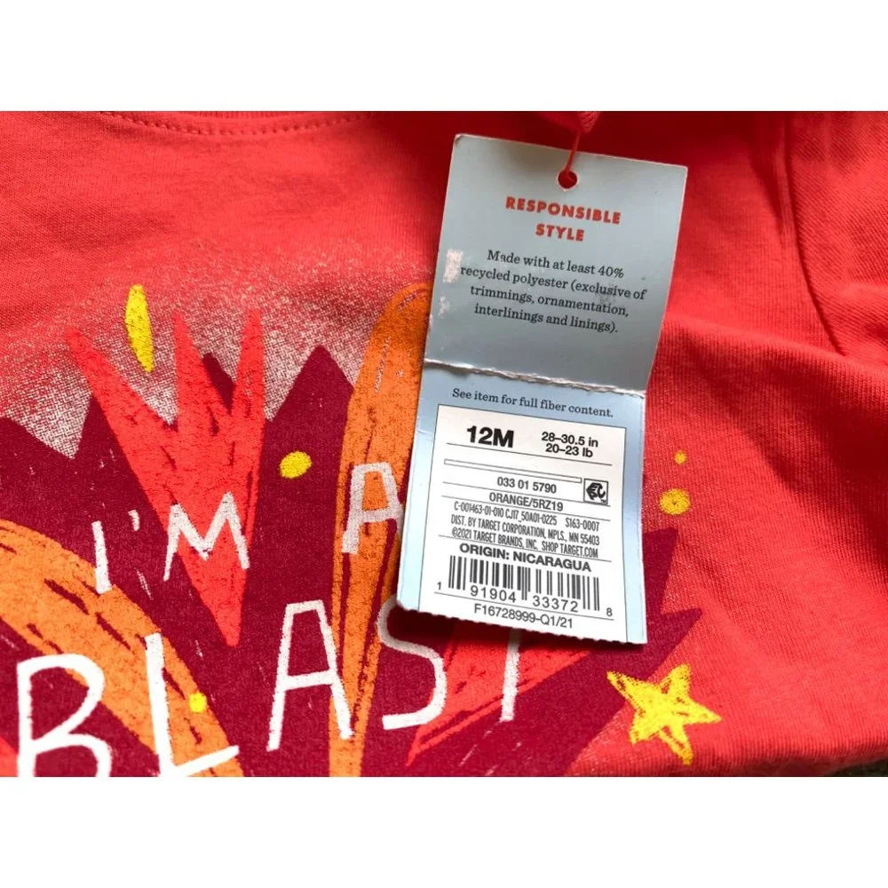 I'm A Blast orange short sleeve graphic tee NEW WITH TAGS